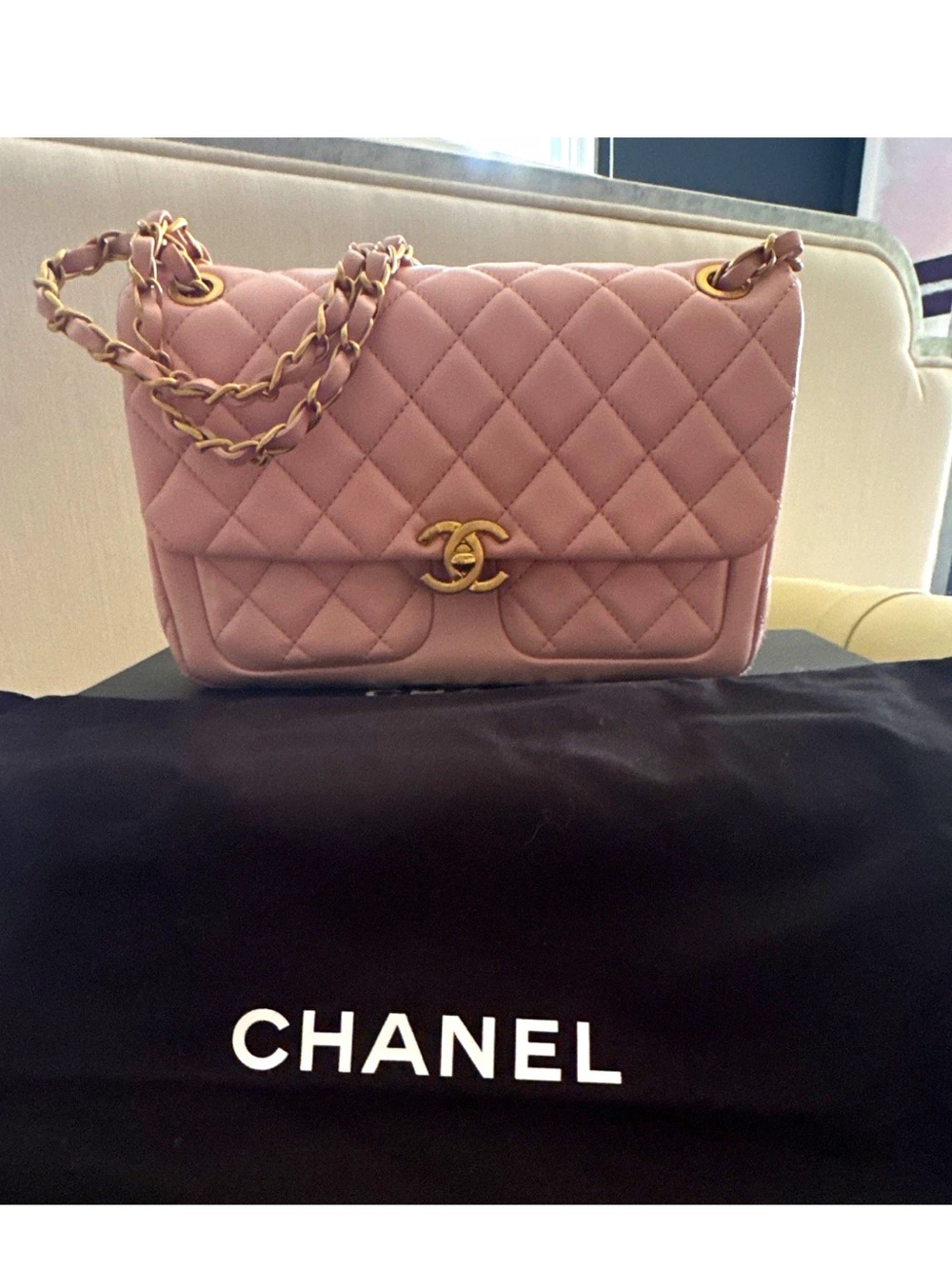 NIB CHANEL Quilted Small Flap Bag in Dusty Pink with Gold Hardware 23K(MDA)